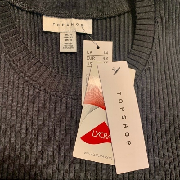 NWT TopShop Crop Top 10 Black Ribbed Sleeveless Round Neck Cotton Lycra Stretch - Picture 12 of 16